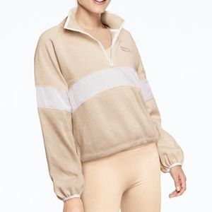 PINK Sweater Knit Cropped Half-Zip